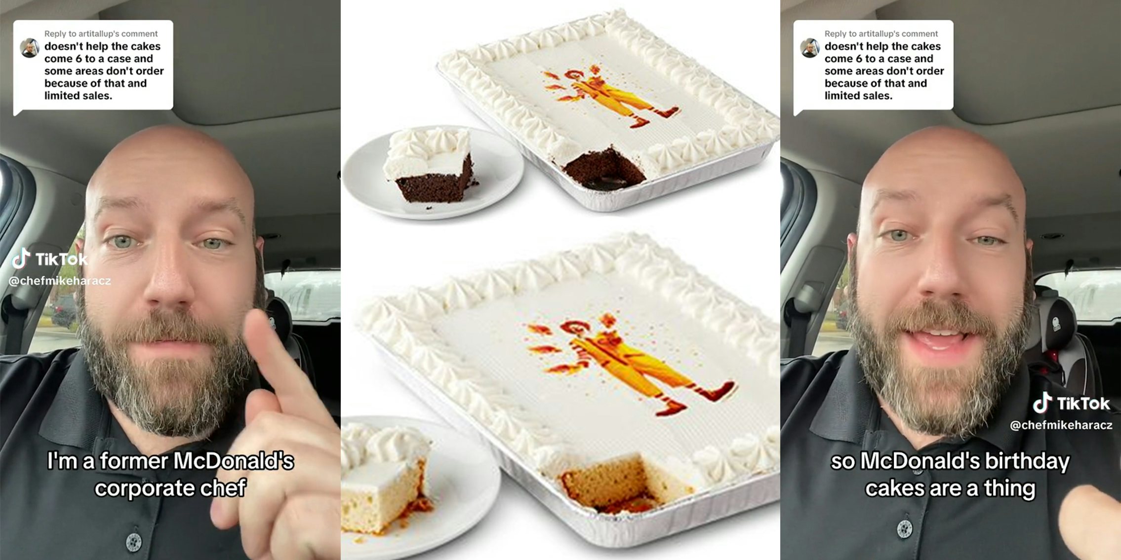 McDonald's chef with Ronald McDonald birthday cake