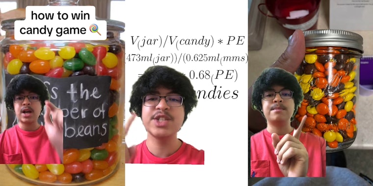 Young man shares math formula to know how much candy is inside a jar