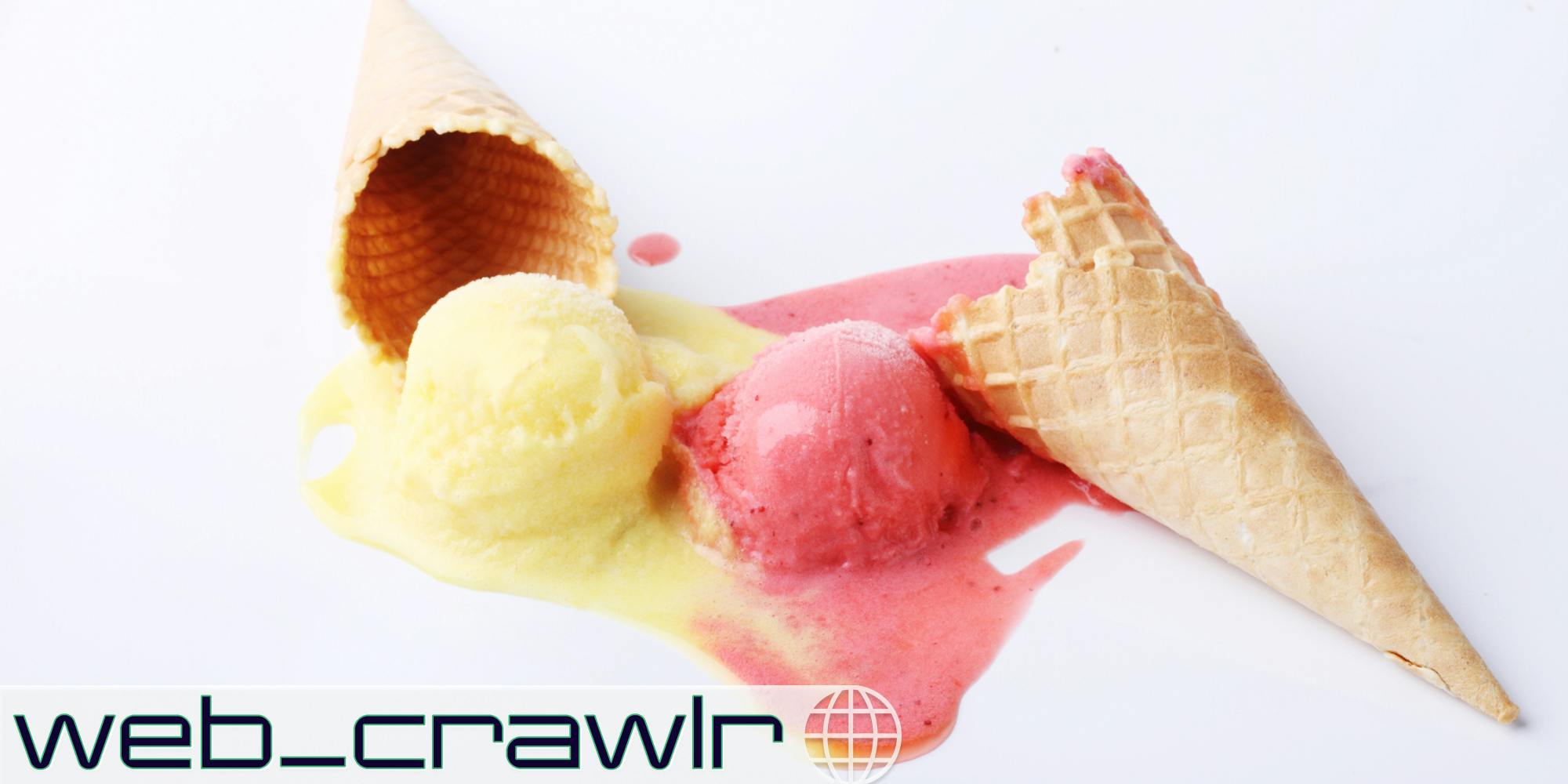 Two tipped over ice cream cones. The Daily Dot newsletter web_crawlr logo is in the bottom left corner.