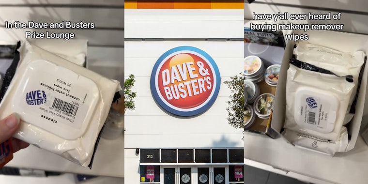 Dave and Buster's offers makeup wipes as a prize