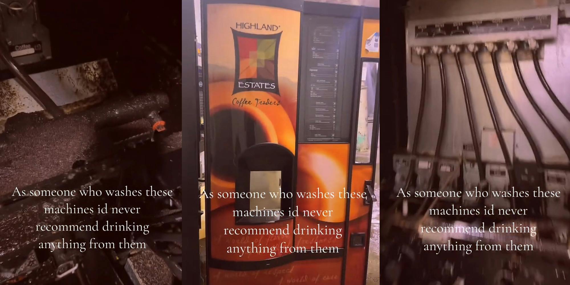 Worker warns against drinking coffee from coffee vending machines