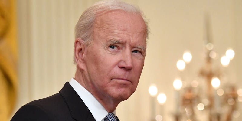 Joe Biden glancing over his shoulder