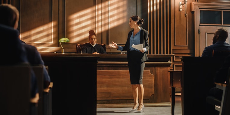 Successful Female Prosecutor Presenting the Case