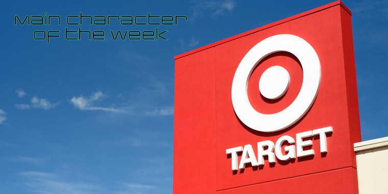 A Target store with Main Character of the Week in a web_crawlr font.