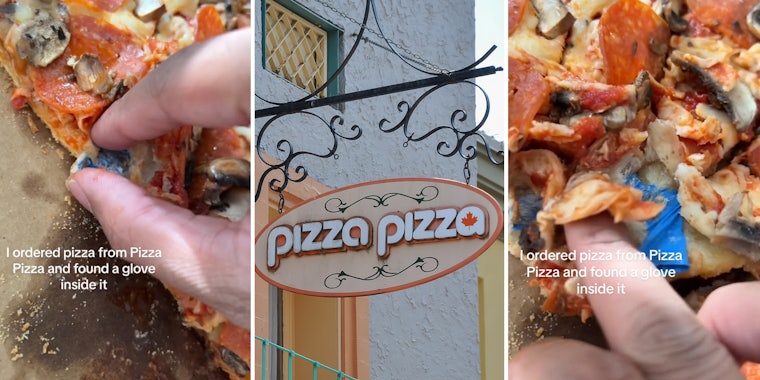 Customer finds blue rubber glove inside pizza