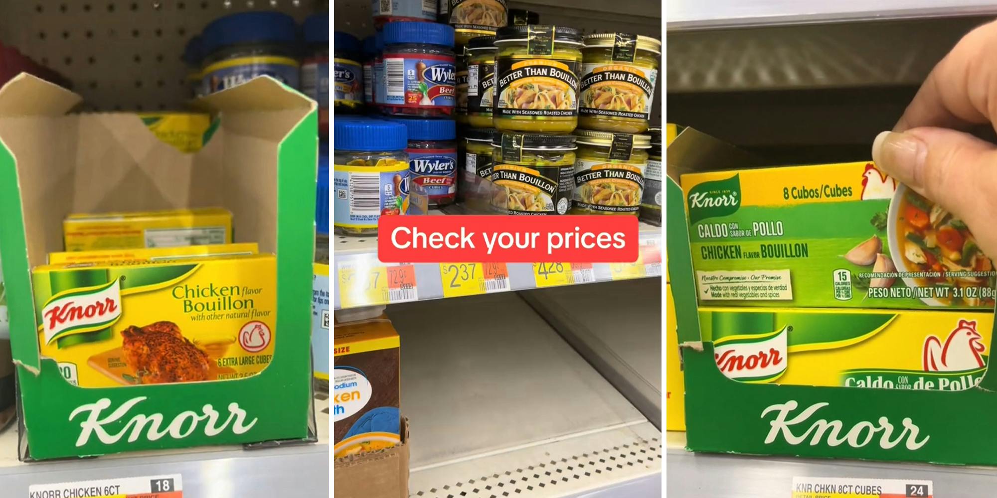 Customer finds exact same brand of chicken bouillon in Mexican aisle in different packaging for cheaper