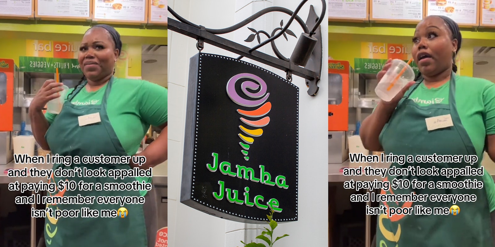 Jamba Juice worker says she can't believe customers are willing to pay $10 for a smoothie, can't afford them herself
