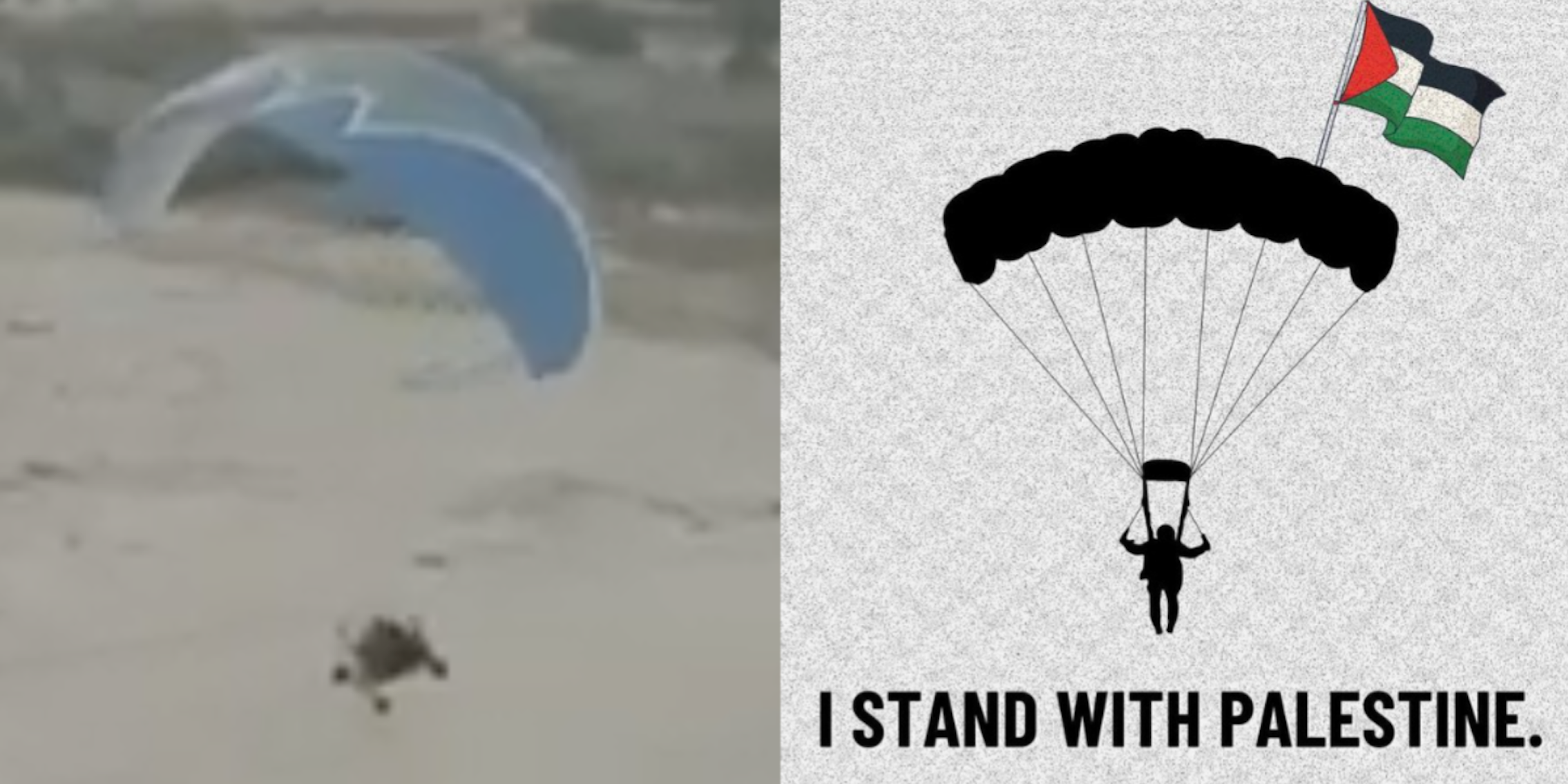 paraglider seen in palestine and one blm chicago poster