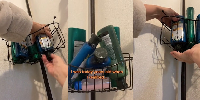 Woman shares how to use shower caddy