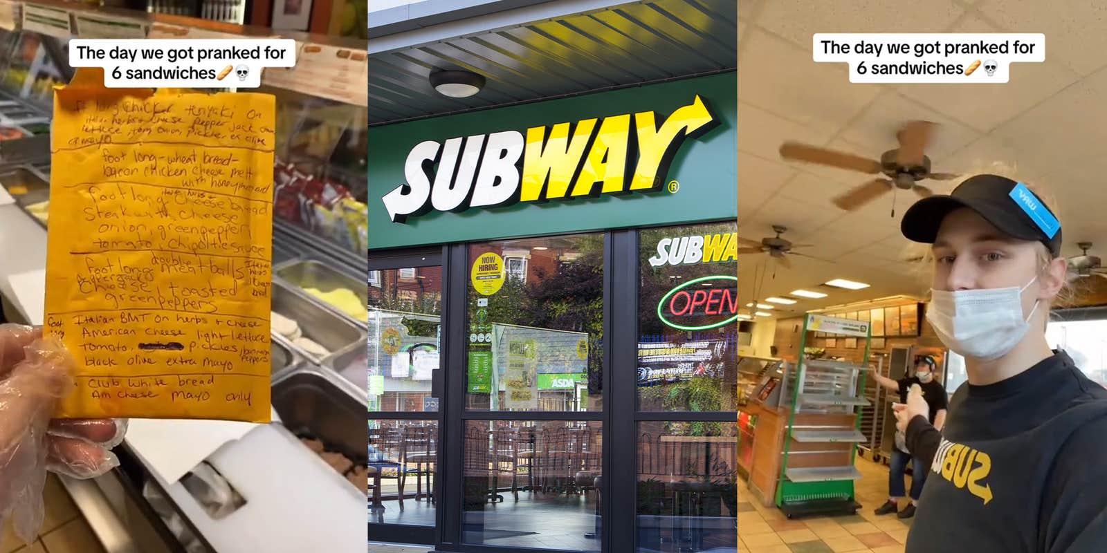 Man gets Subway worker to make 6 sandwiches before disappearing