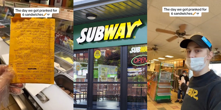 Man gets Subway worker to make 6 sandwiches before disappearing