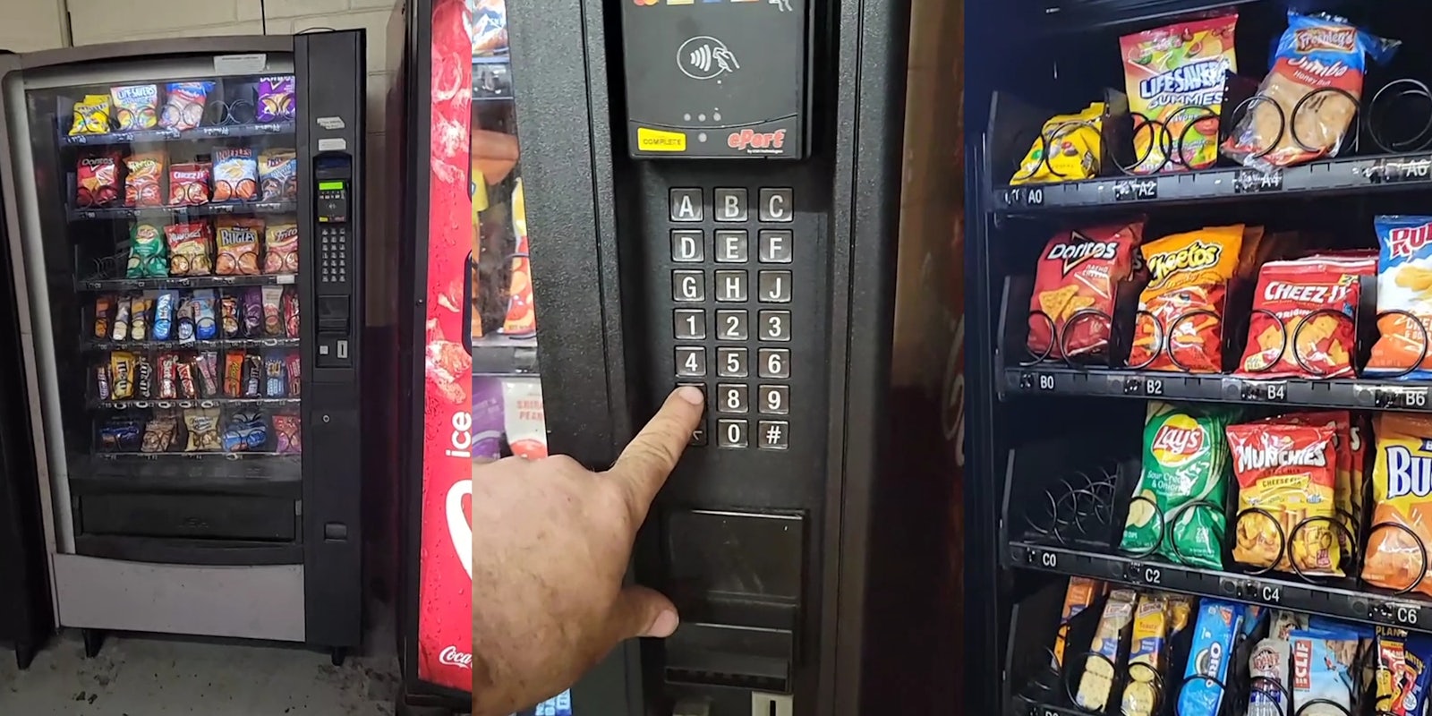 Vending machine repairman shows what combination to punch in if you’ve lost your money