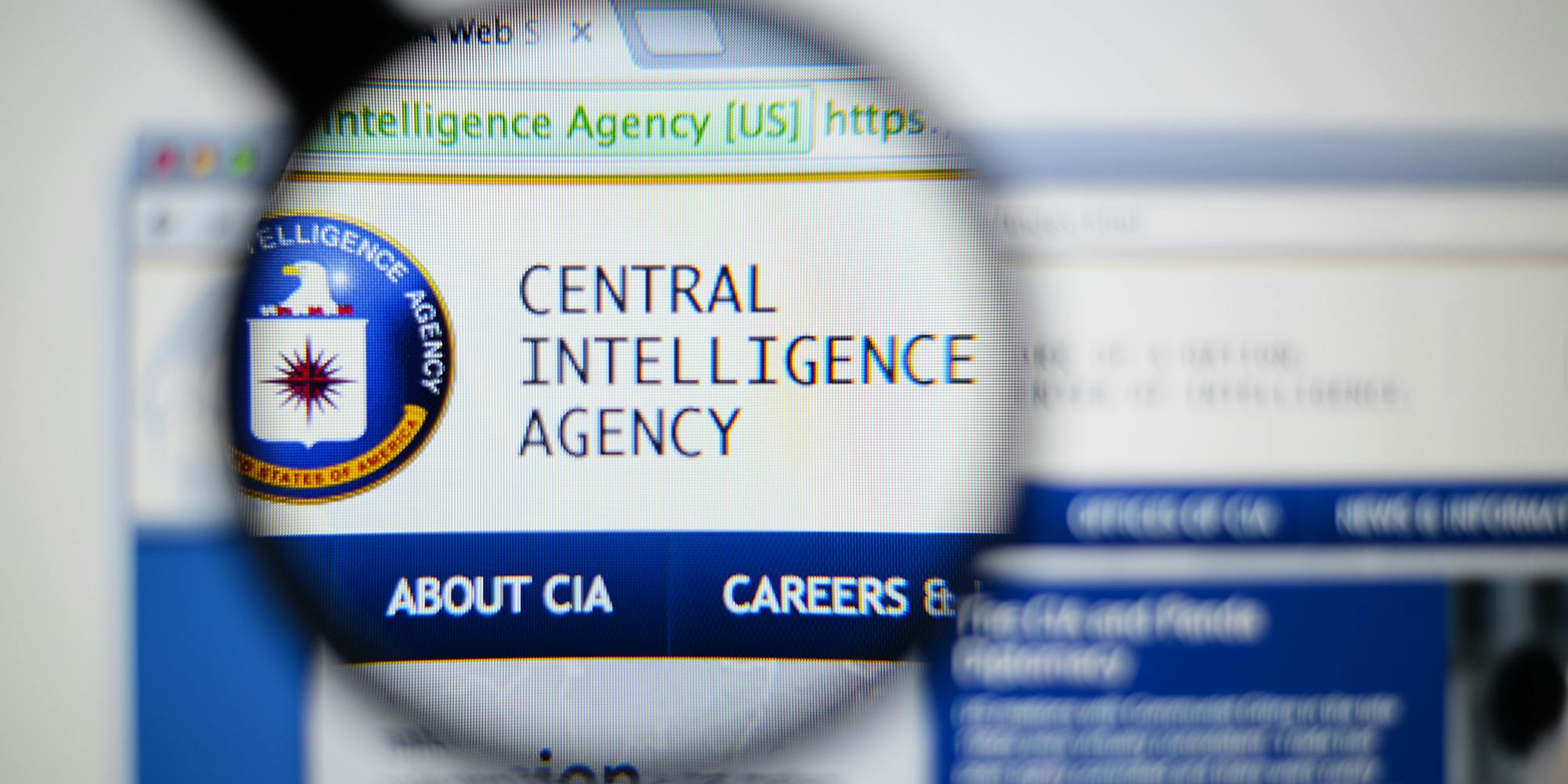Magnifying glass over CIA website