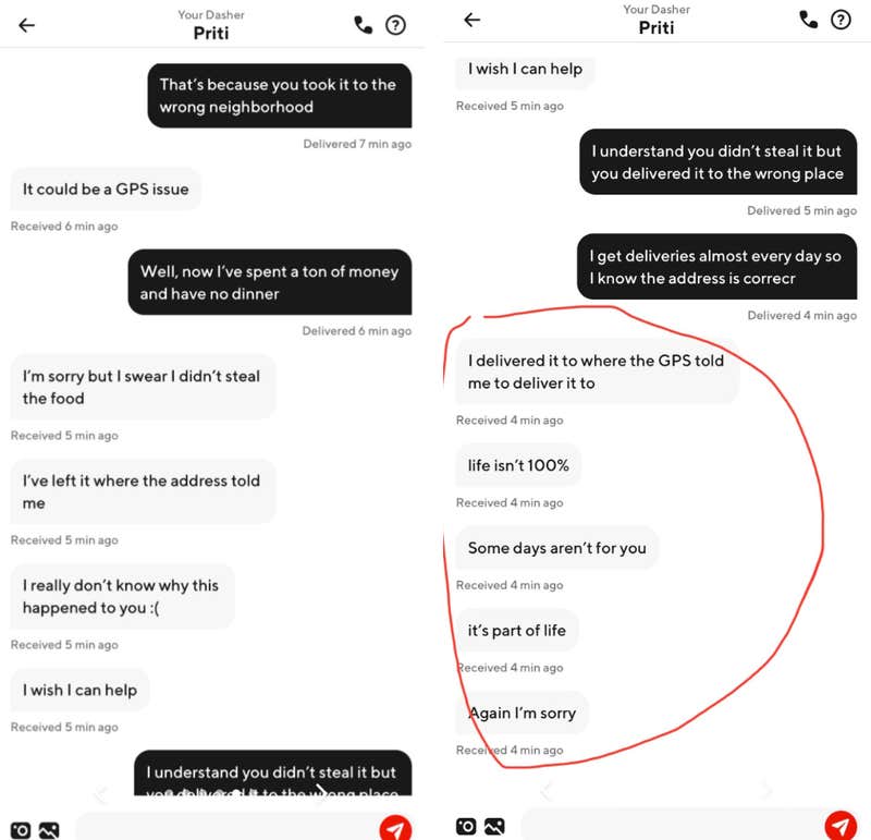 DoorDash Driver Delivers to the Wrong Address, Offers Life Advice