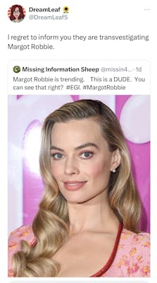 a tweet about Margot Robbie