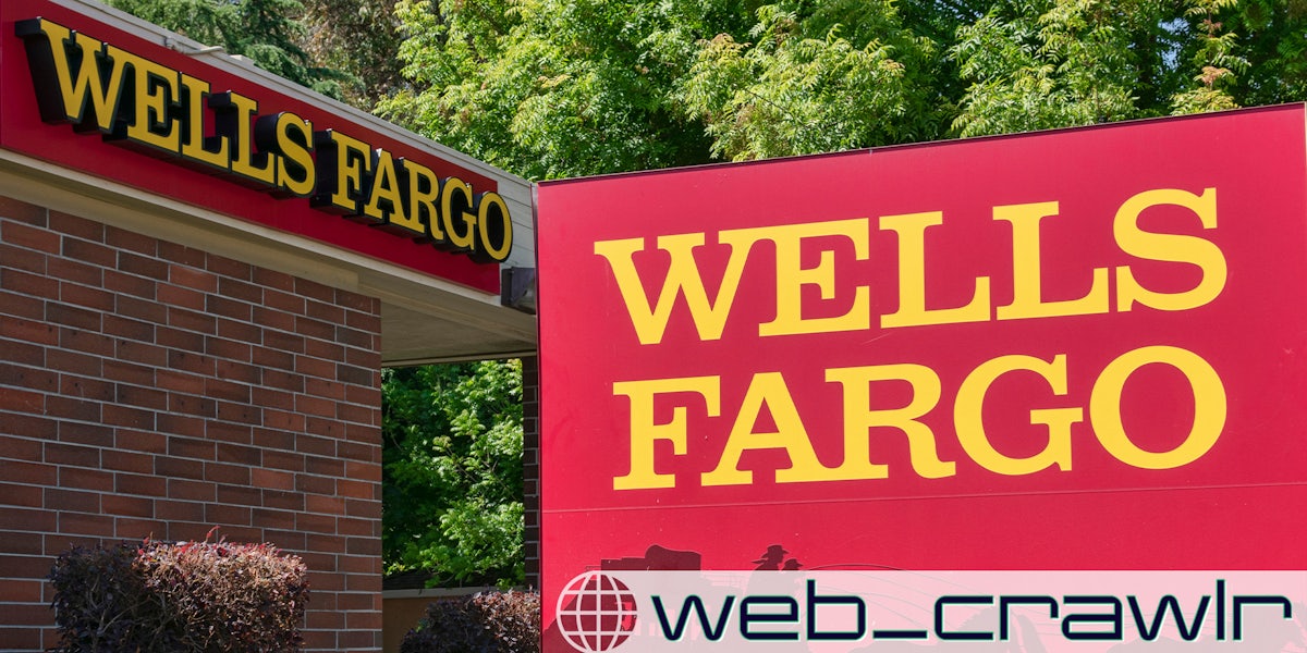 Wells Fargo sign and stagecoach logo near local bank branch