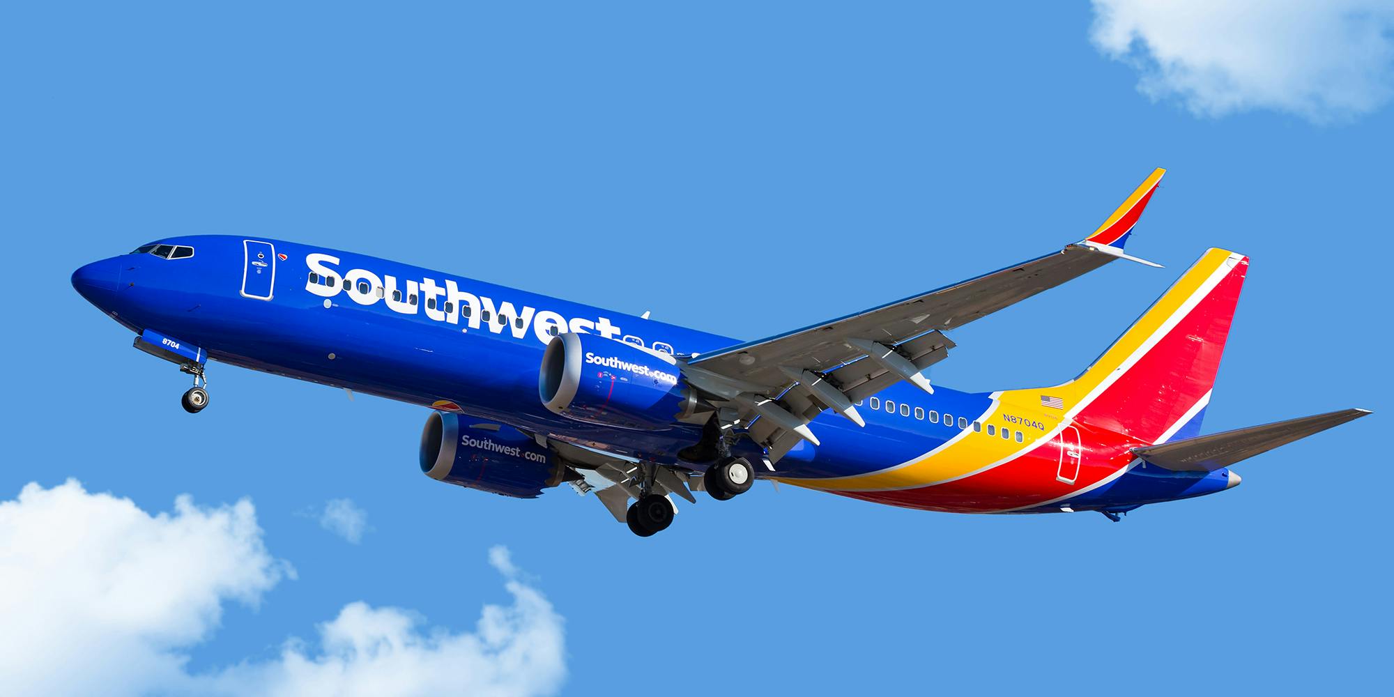Southwest airplane in the sky