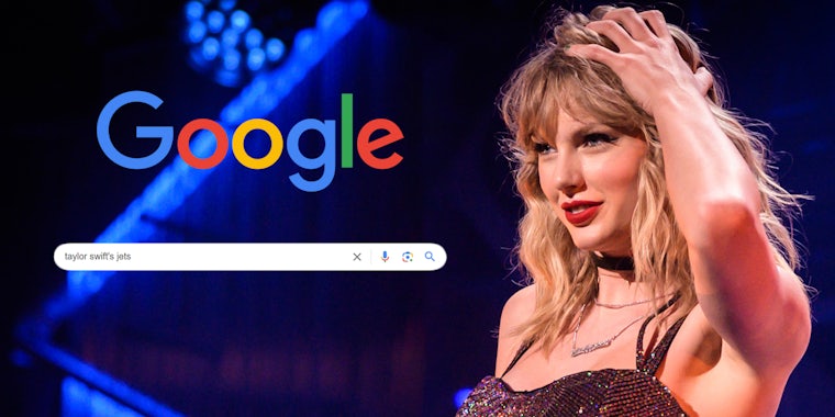 Taylor Swift with Google search taylor swift's jets