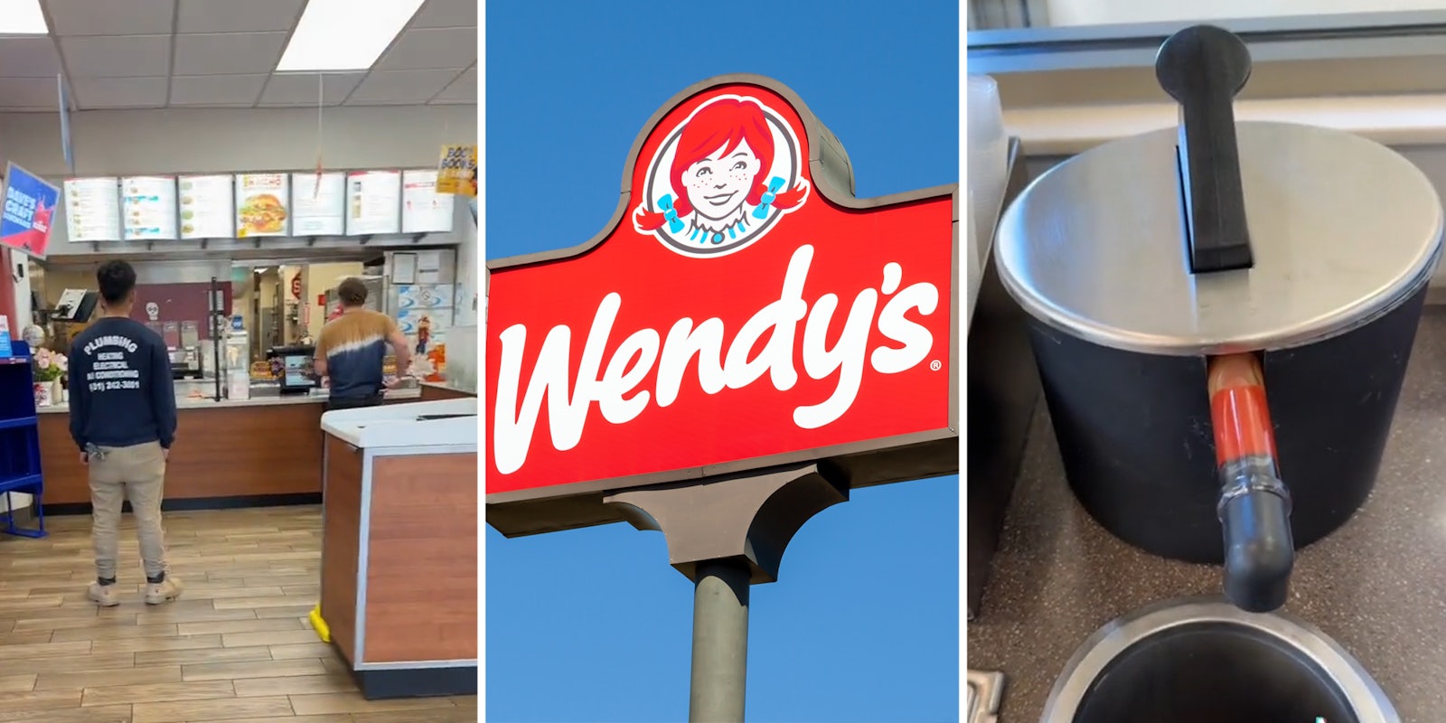 Wendys interior(l), Wendys sign(c), Ketchup pump(r)