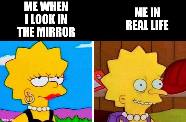 Lisa Simpson two-panel mirror meme