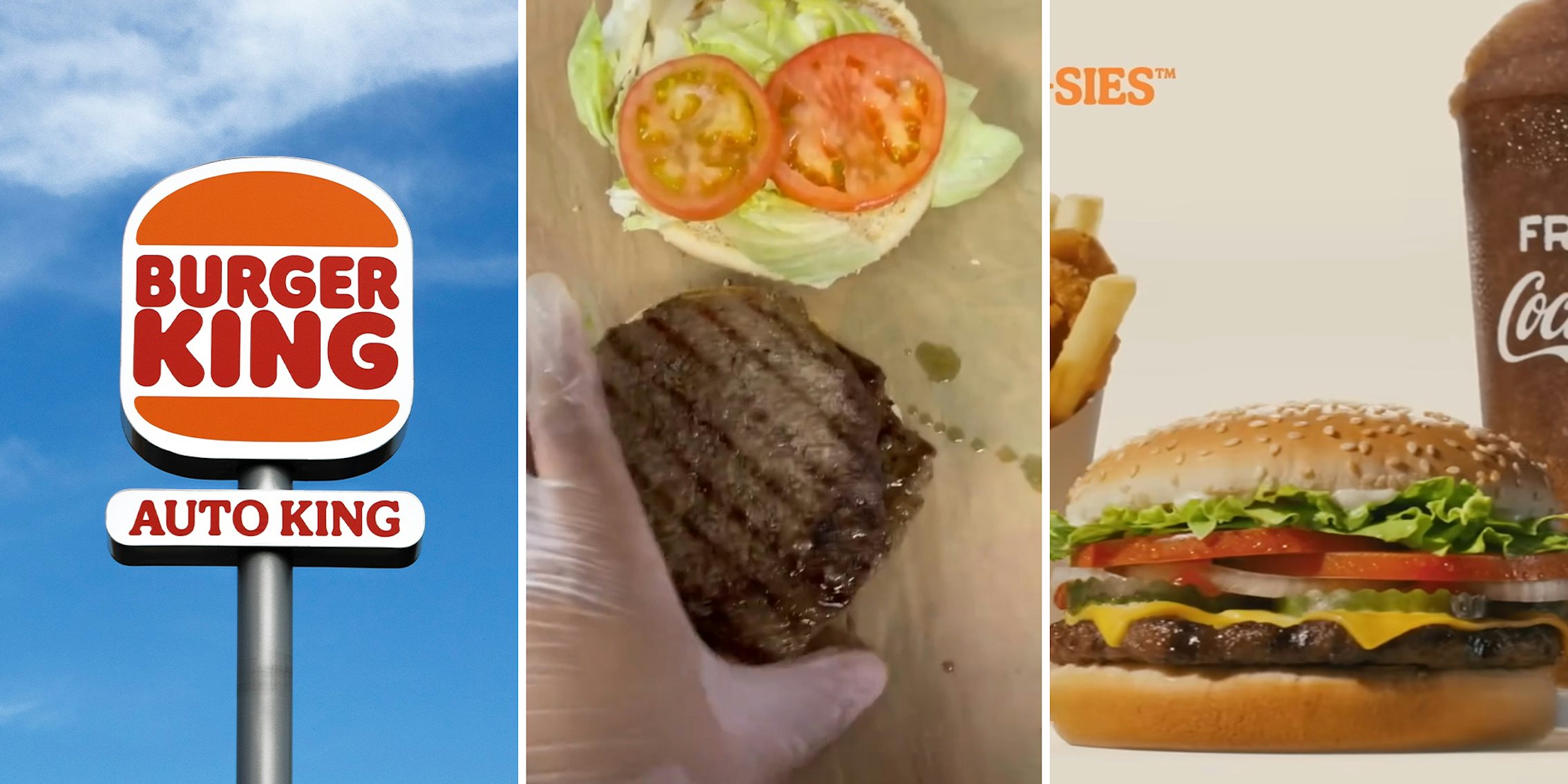 Burger King Road Sign; Worker Making Burger; Burger King Advertisement