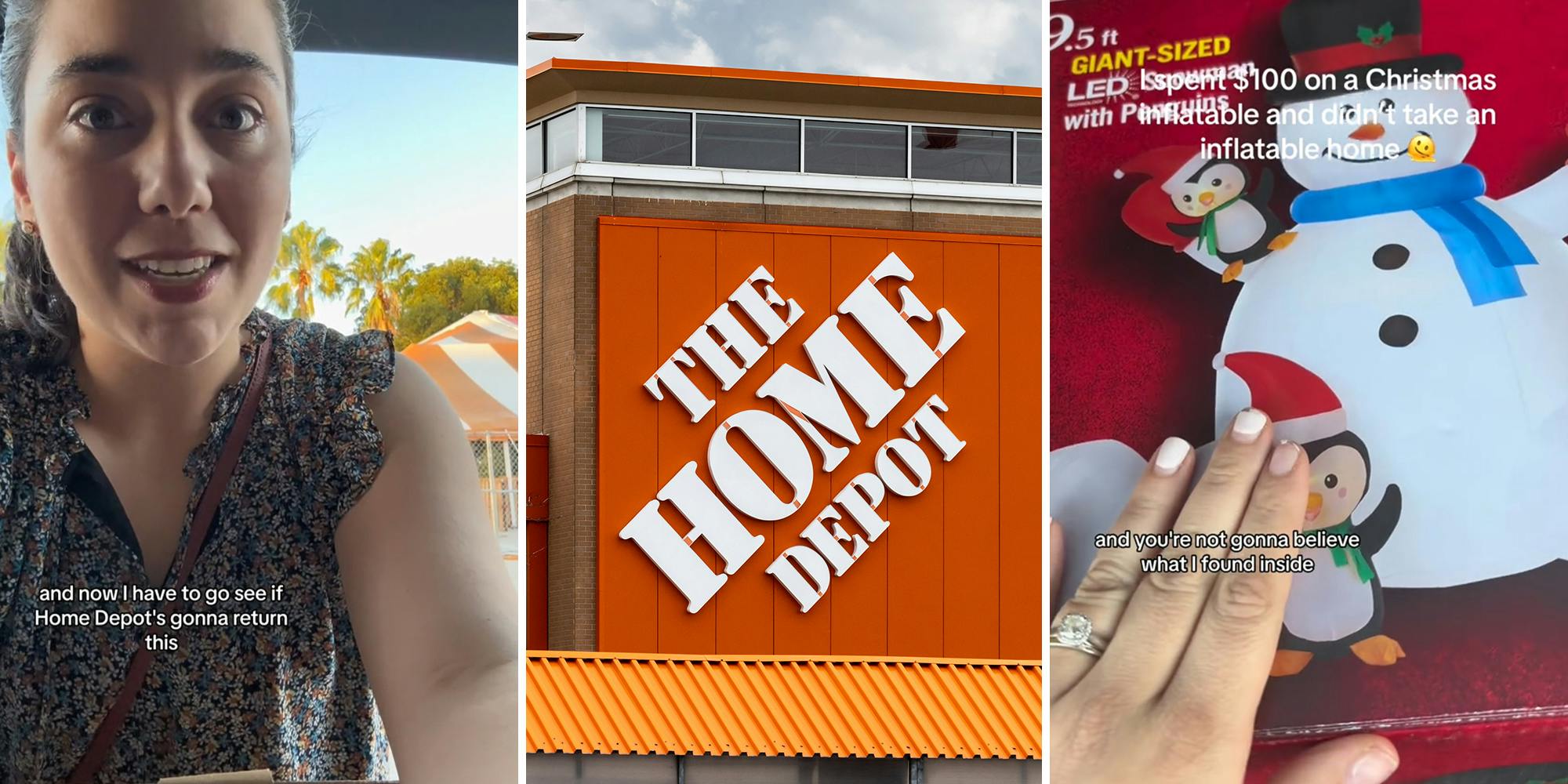 Customer buys inflatable from Home Depot for $100. Nothing’s in the box when she gets home