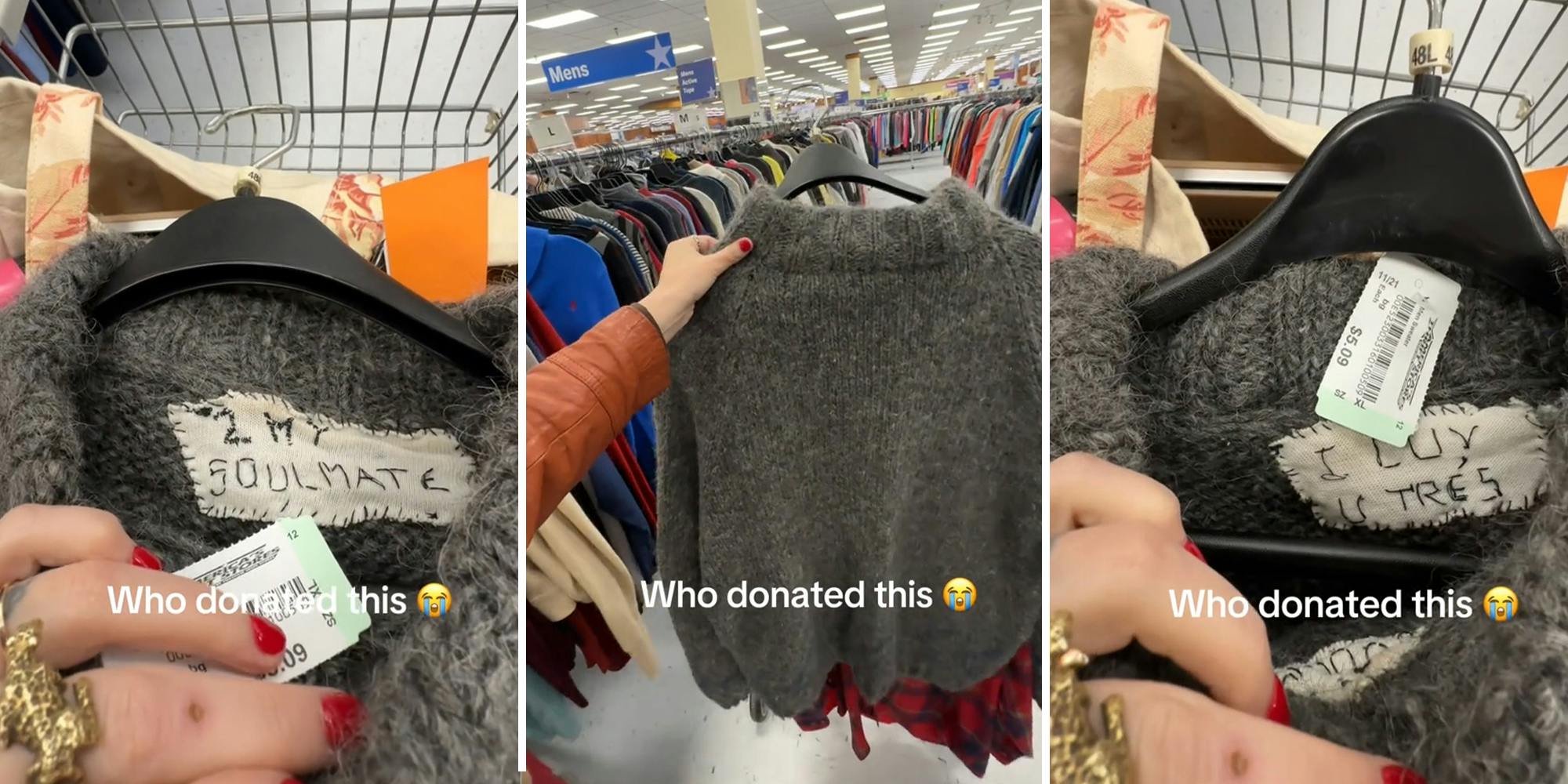 Woman finds sweater labeled '2 my soulmate' at thrift store