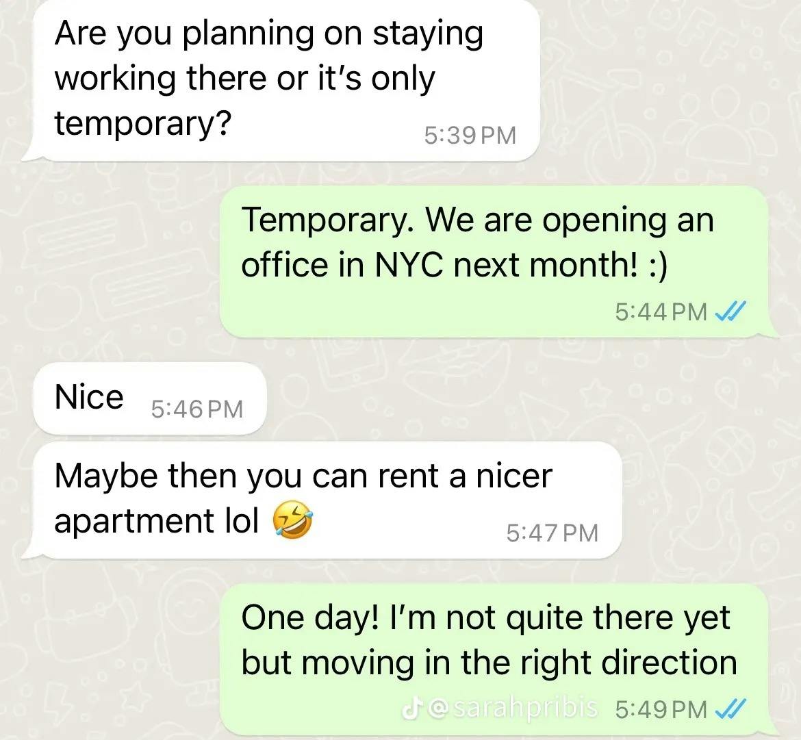 Woman shows texts from landlord 'trying to force' her out