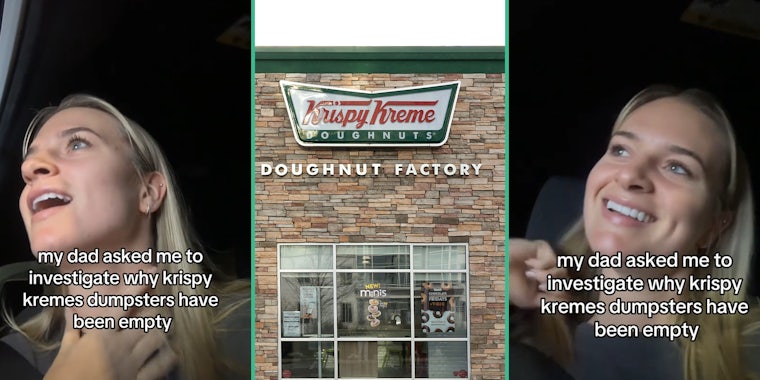 Customer asks Krispy Kreme worker why their dumpster is empty