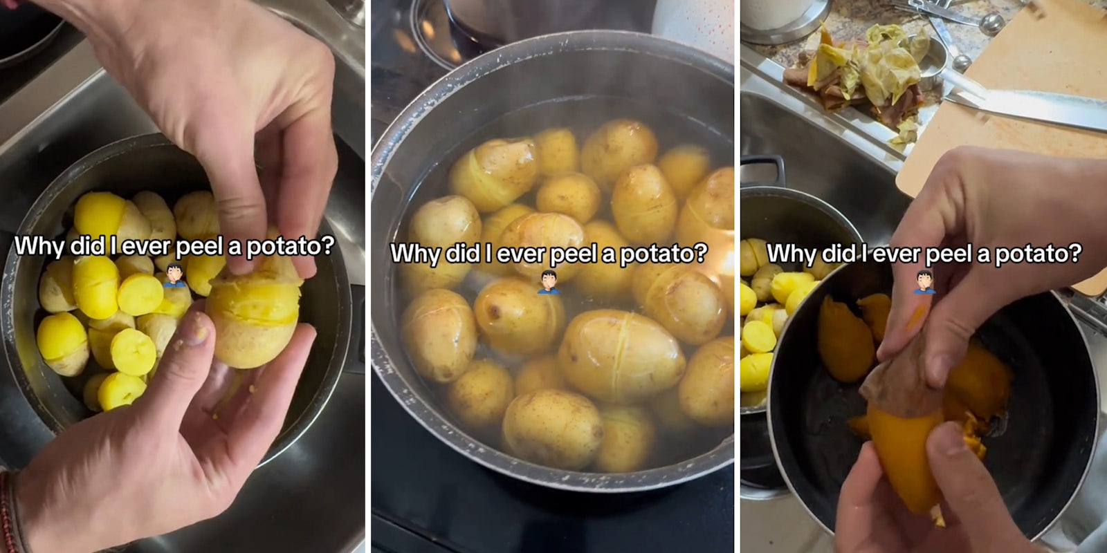 Woman shares hack for easy potato peeling