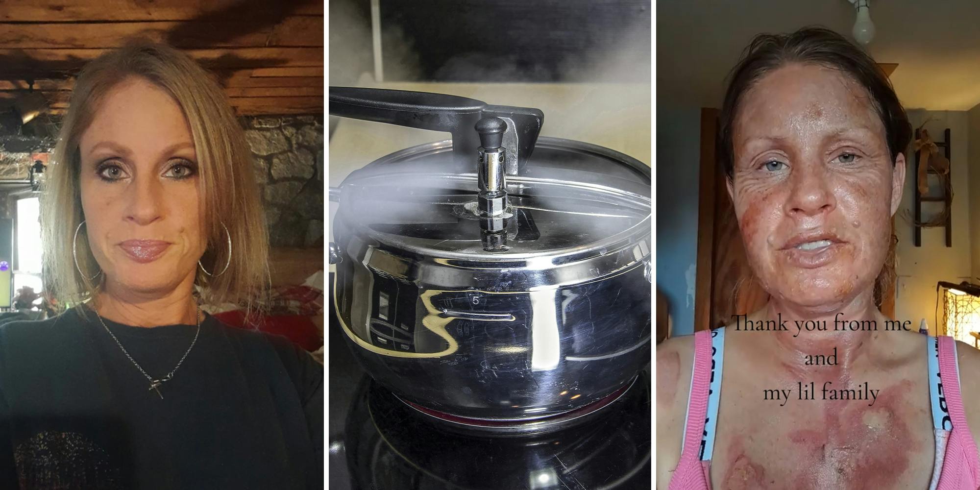 woman show the dangers of using a Pressure Cooker