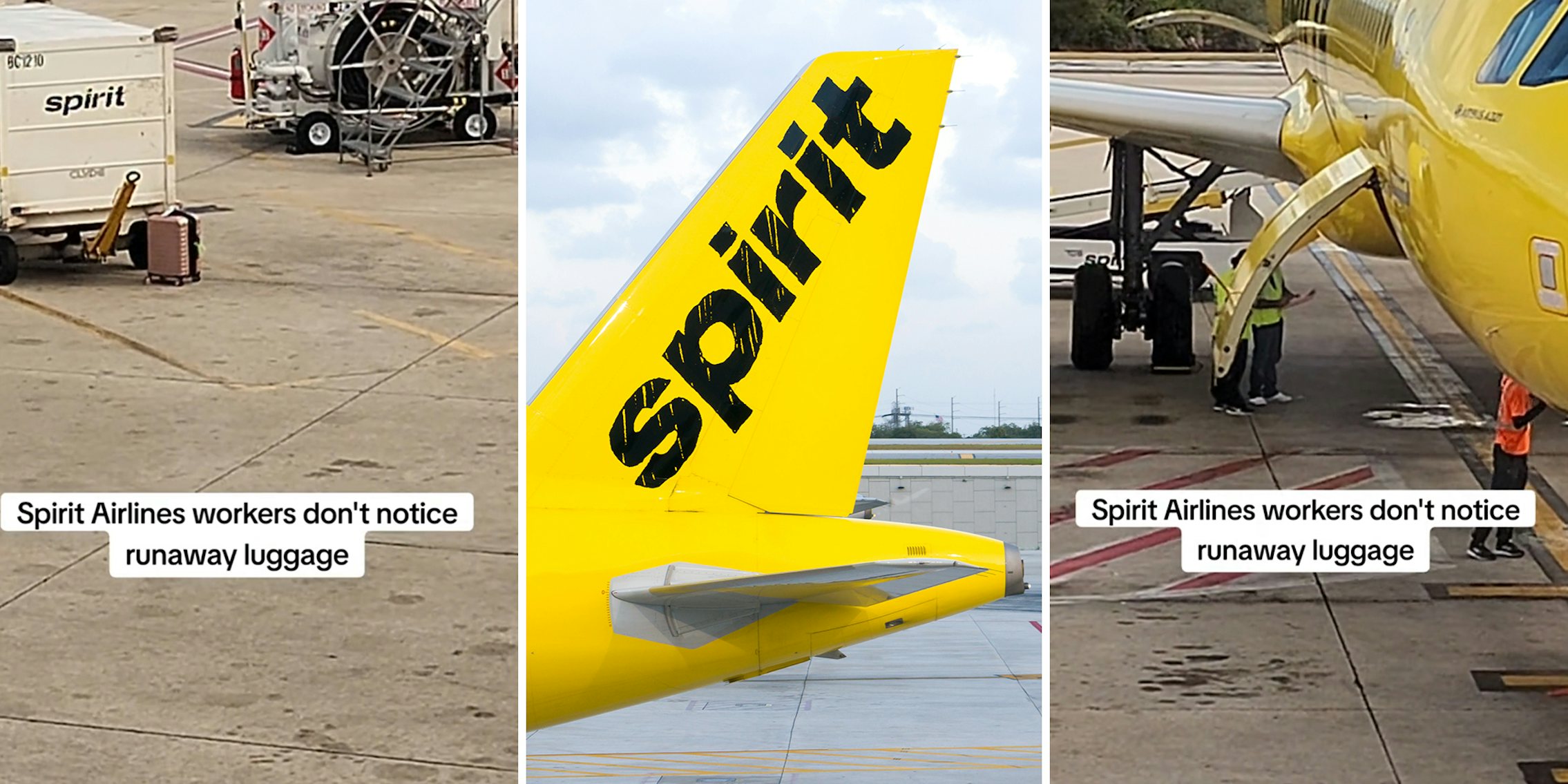 Travelers catch Spirit Airlines leaving someone’s luggage behind