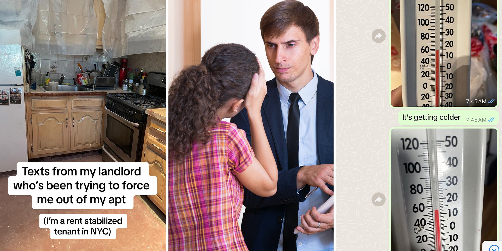 Woman shows texts from landlord 'trying to force' her out