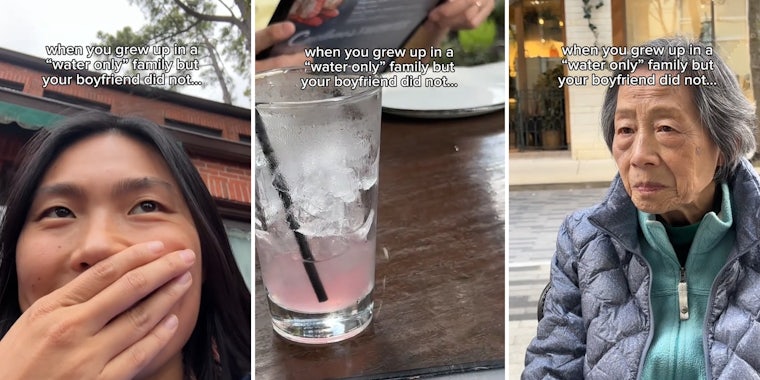 Woman’s boyfriend goes out to eat with her ‘water only’ family. He orders a drink