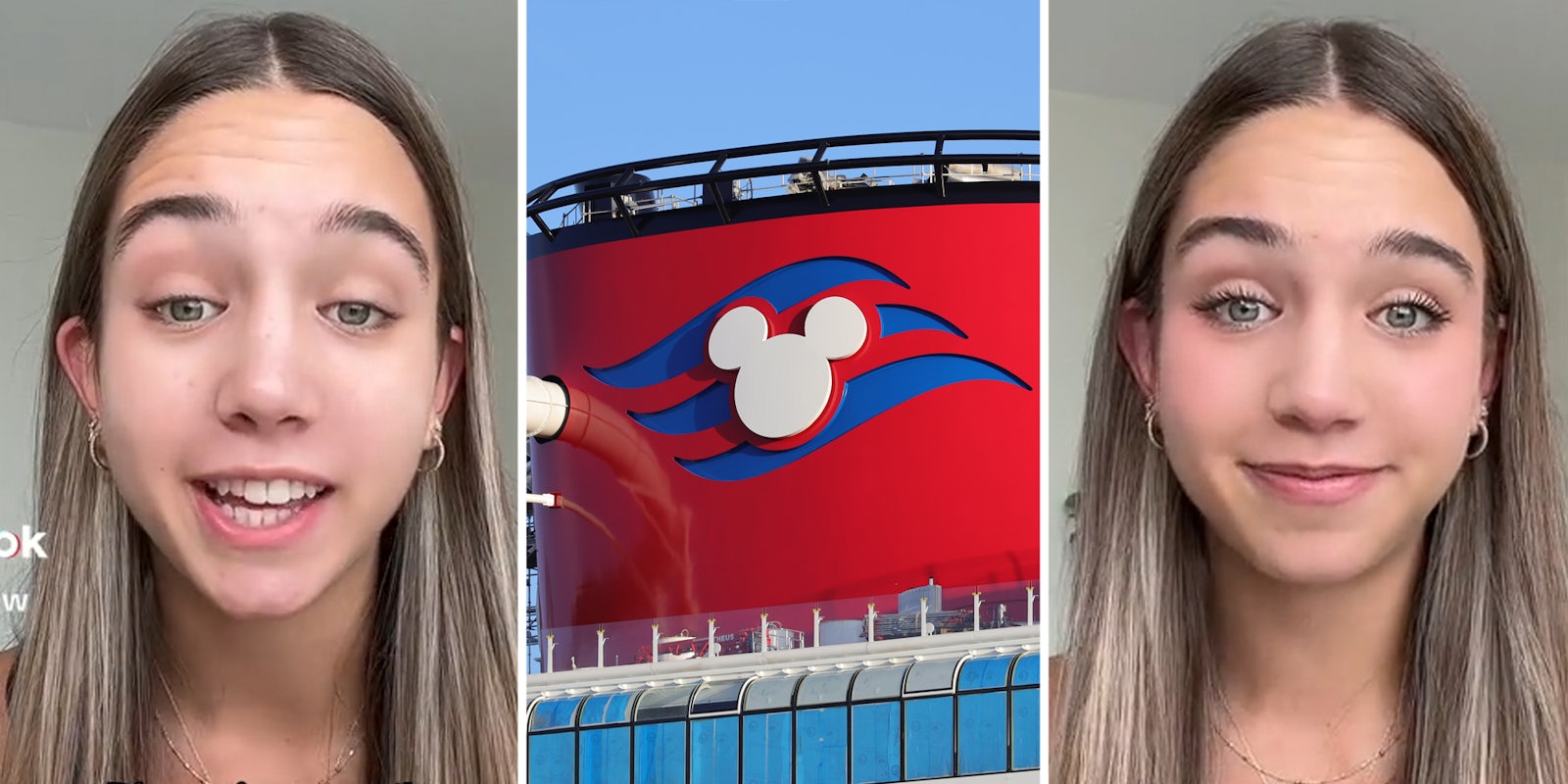 Woman talking(l+r), Disney Cruise(c)