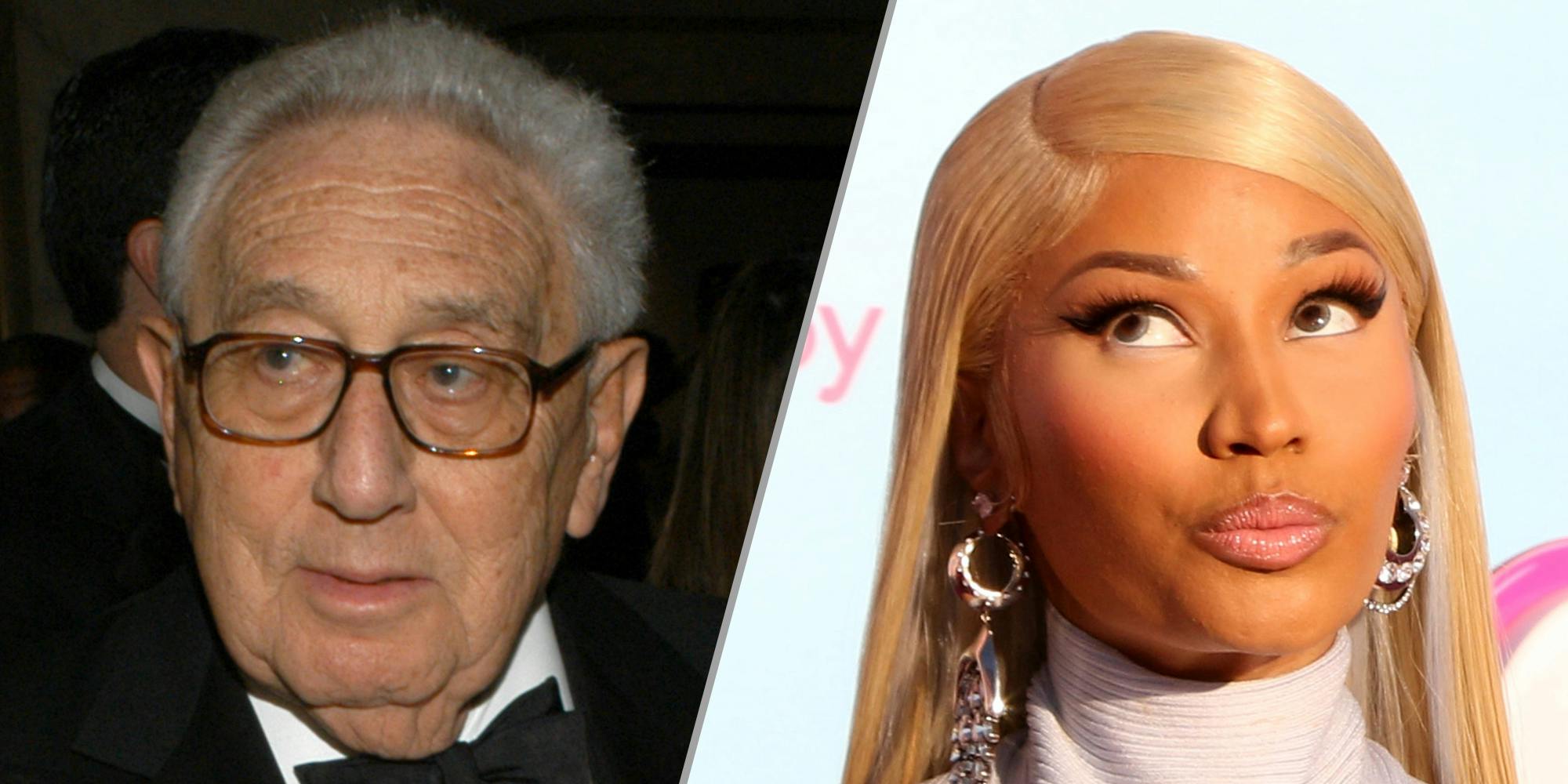 hnery kissinger (l) nicki minaj (r)