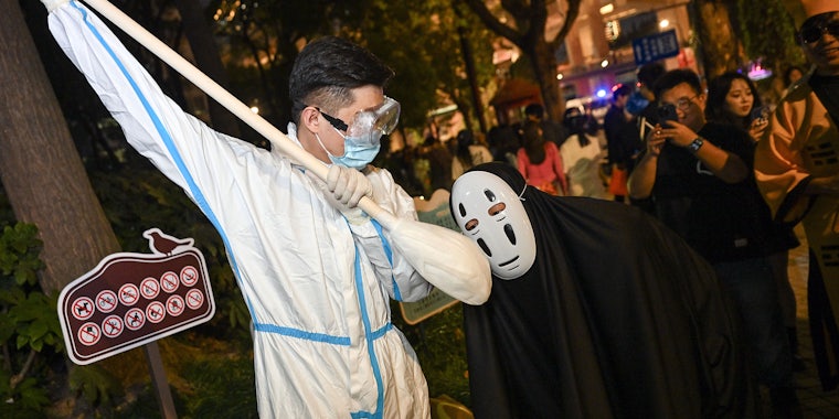 Citizens and tourists dress up and take part in a Halloween parade in Shanghai, China, October 31, 2023