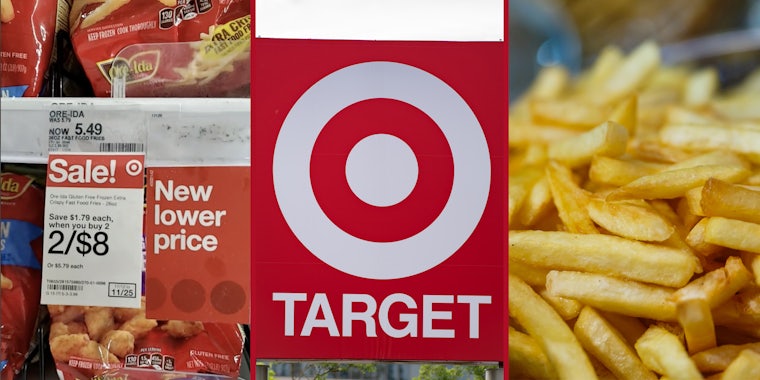 Sales price(l), Target sign(c), French fries(r)