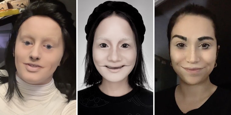 Three versions of Uncanny valley makeup