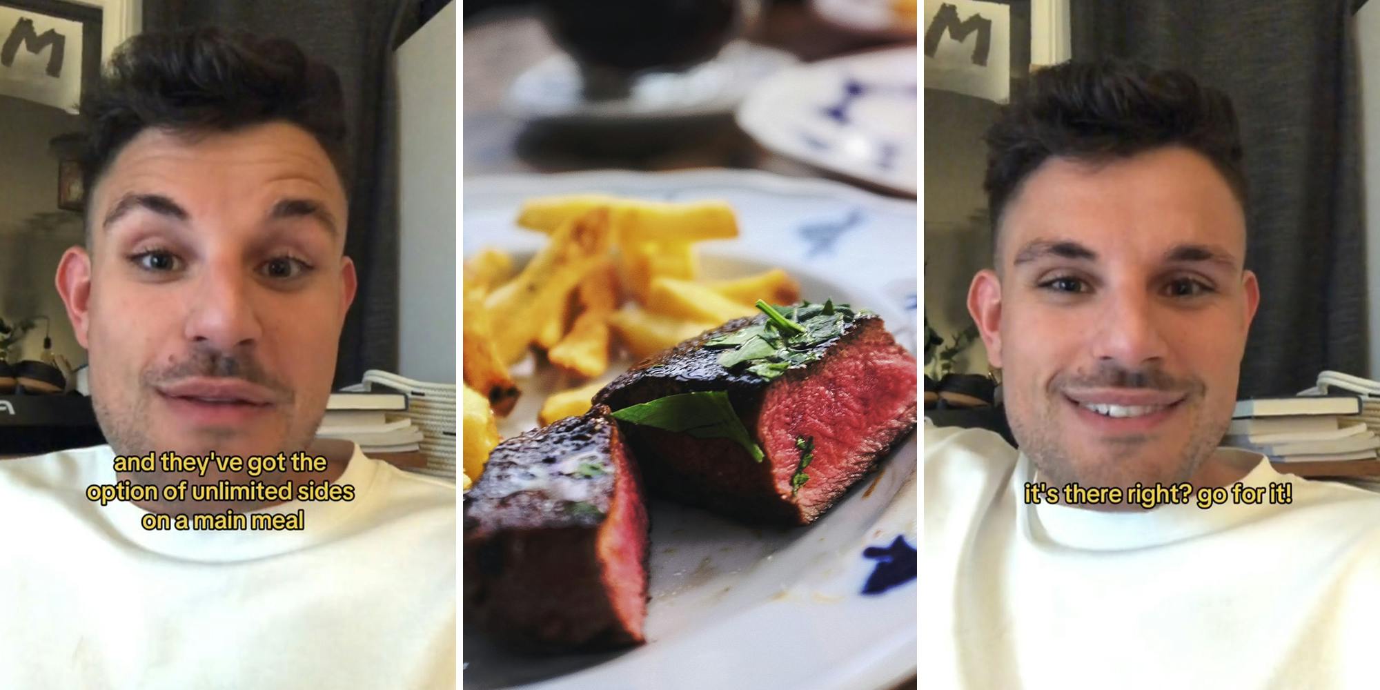 Dice ai clienti della steakhouse che i lati sono “illimitati”.  Quindi viene verificato