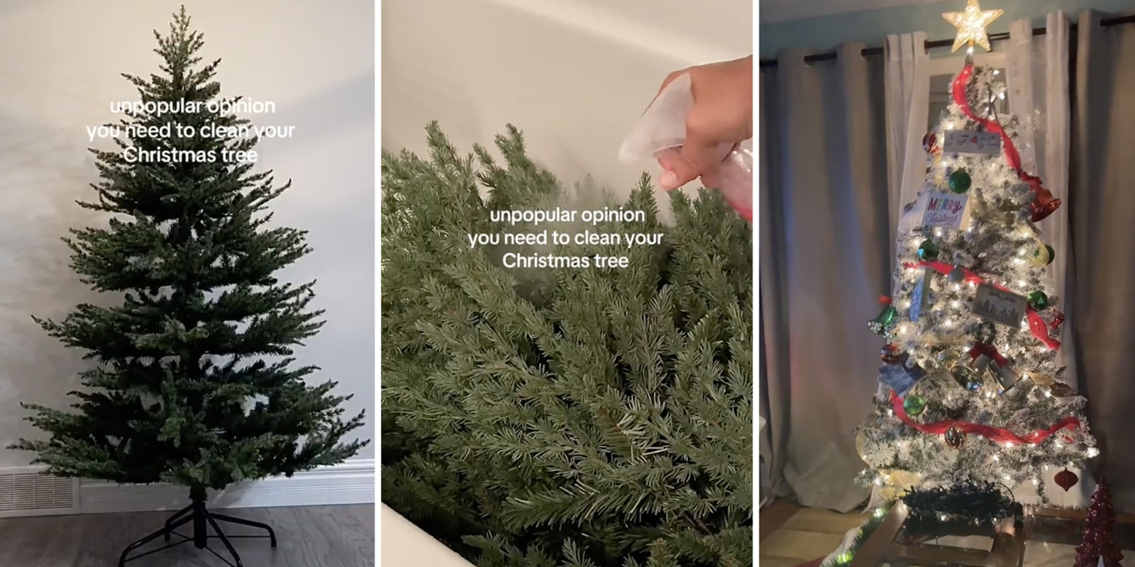 artificial Christmas tree cleaning (three split)