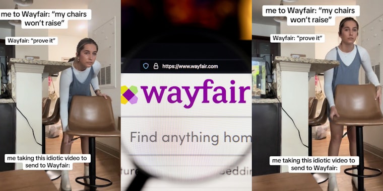 woman asked to prove her wayfair purchase doesn't work