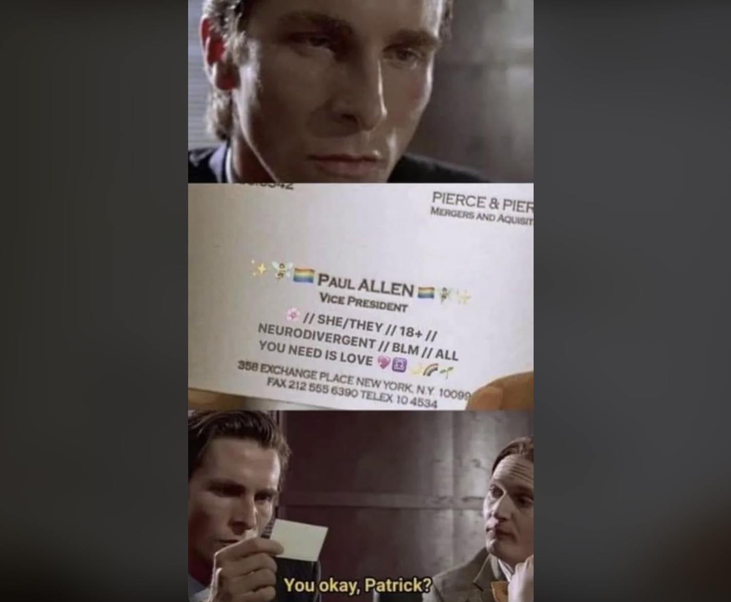 American Psycho business card meme