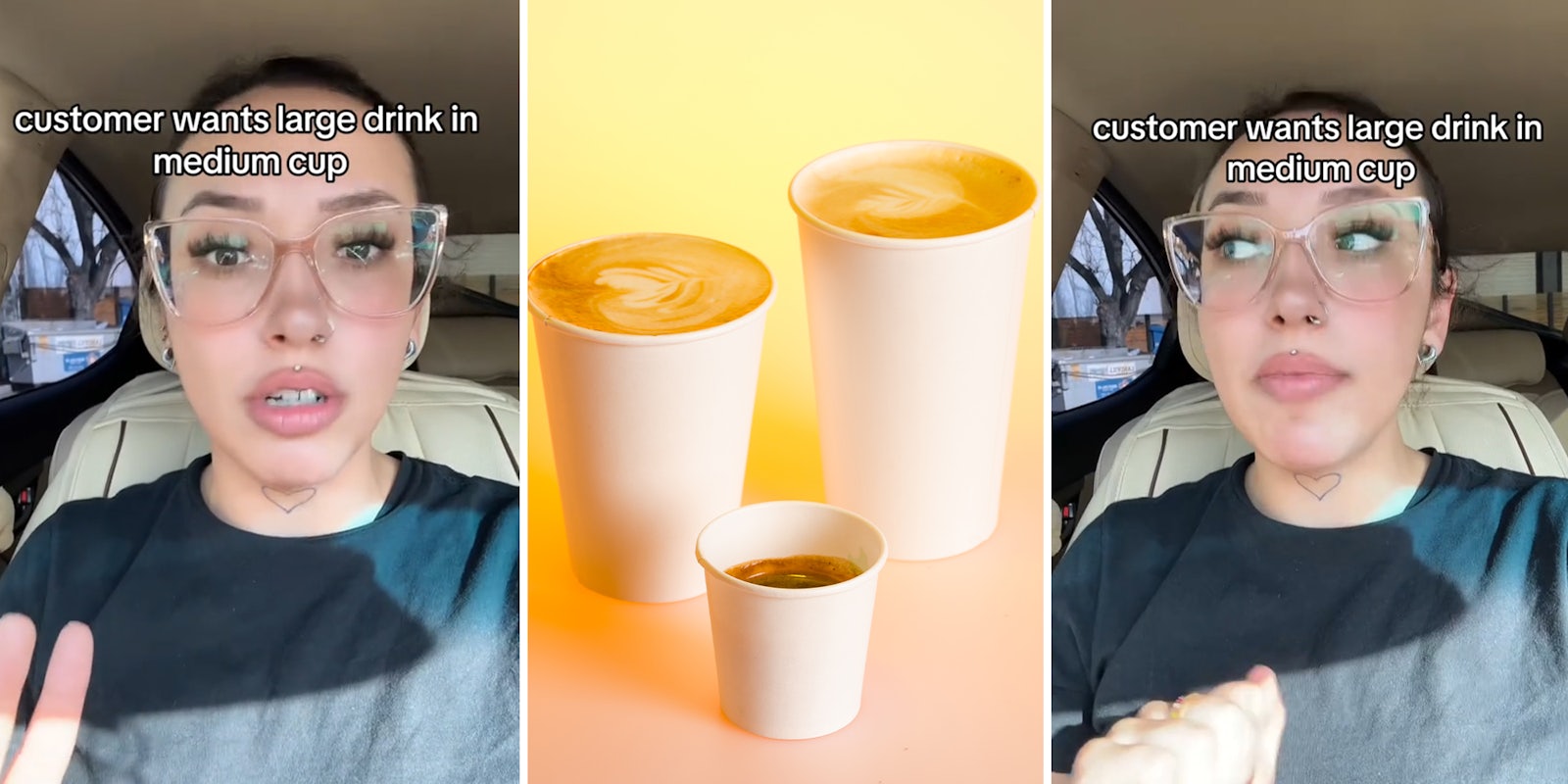 Barista says customer demanded she make him a large latte in a medium cup
