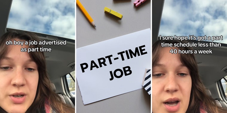 Woman mocks jobs advertised as part time but then ask for 40 hours a week