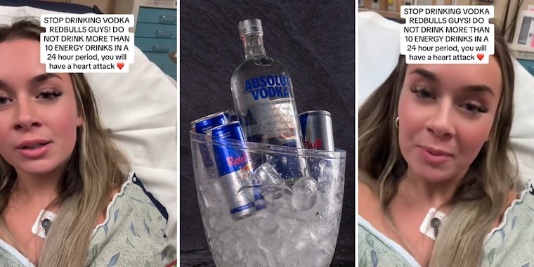 Woman issues PSA after vodka redbulls land her in the hospital
