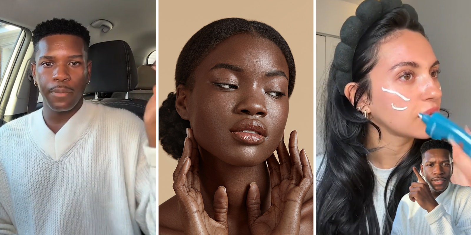 Black skincare influencer tests out viral color-adapting sunscreen.