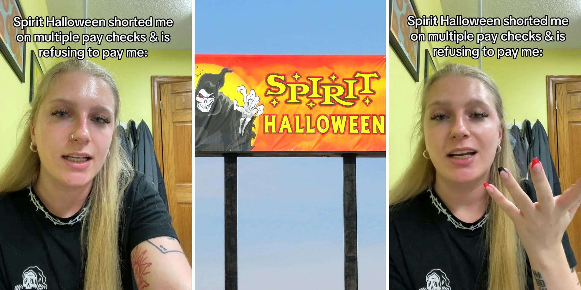 Spirit Halloween worker accuses seasonal job of wage theft.
