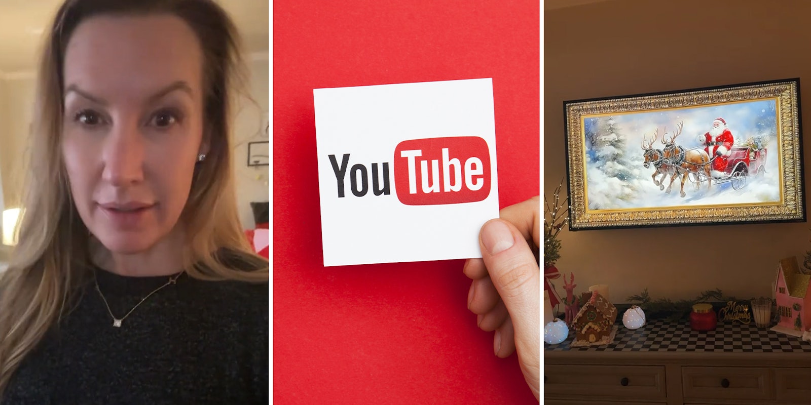 Woman reveals YouTube hack for framed Christmas TV art. You’ll want this on in the living room