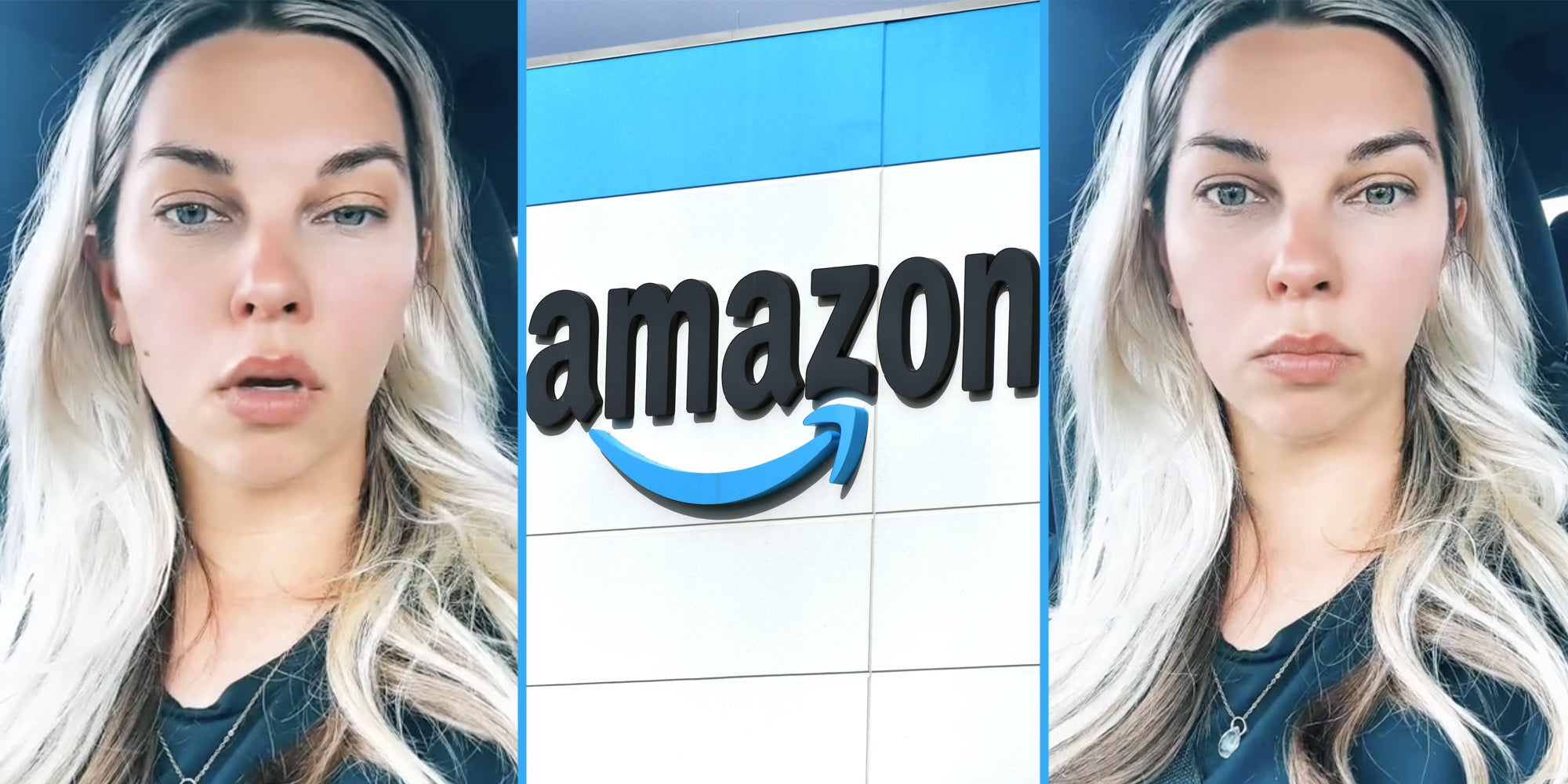 Woman talking(l+r), Amazon HQ(c)